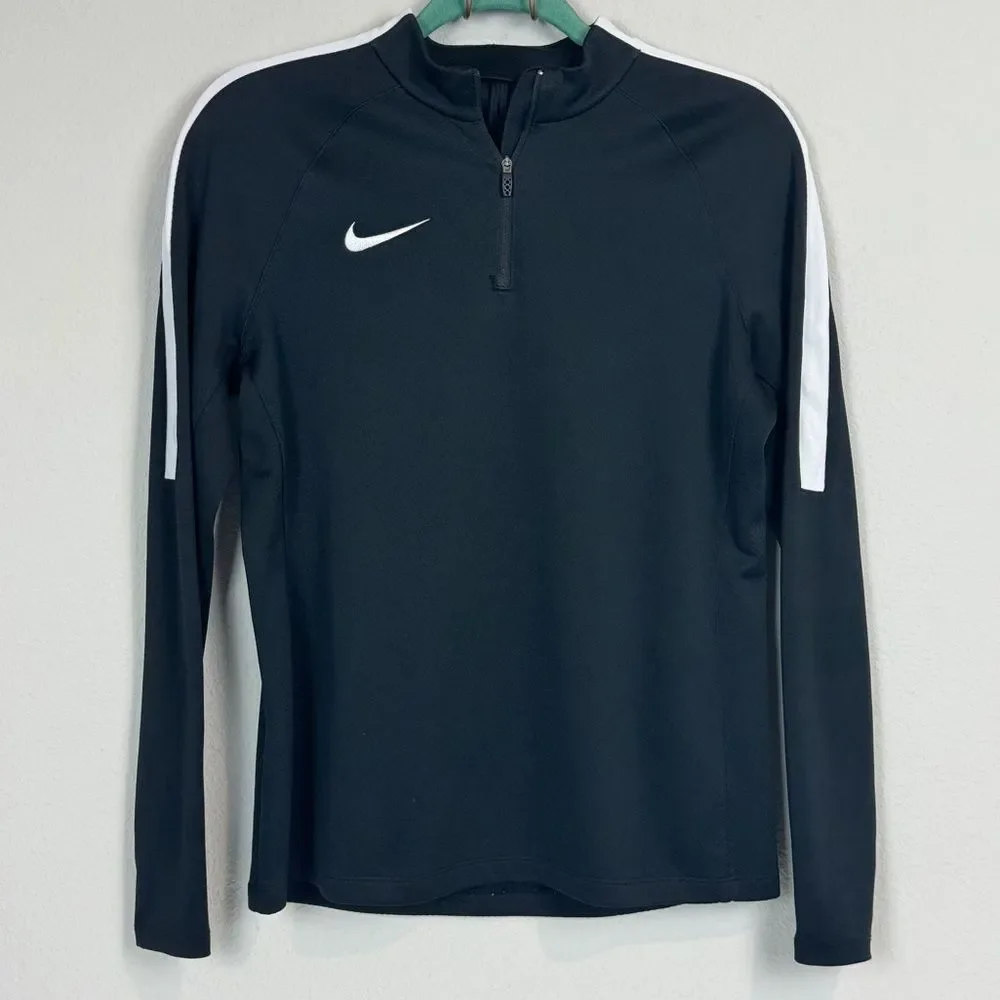 Nike Dri-fit Black Quarter Zip Pullover White Stripe M